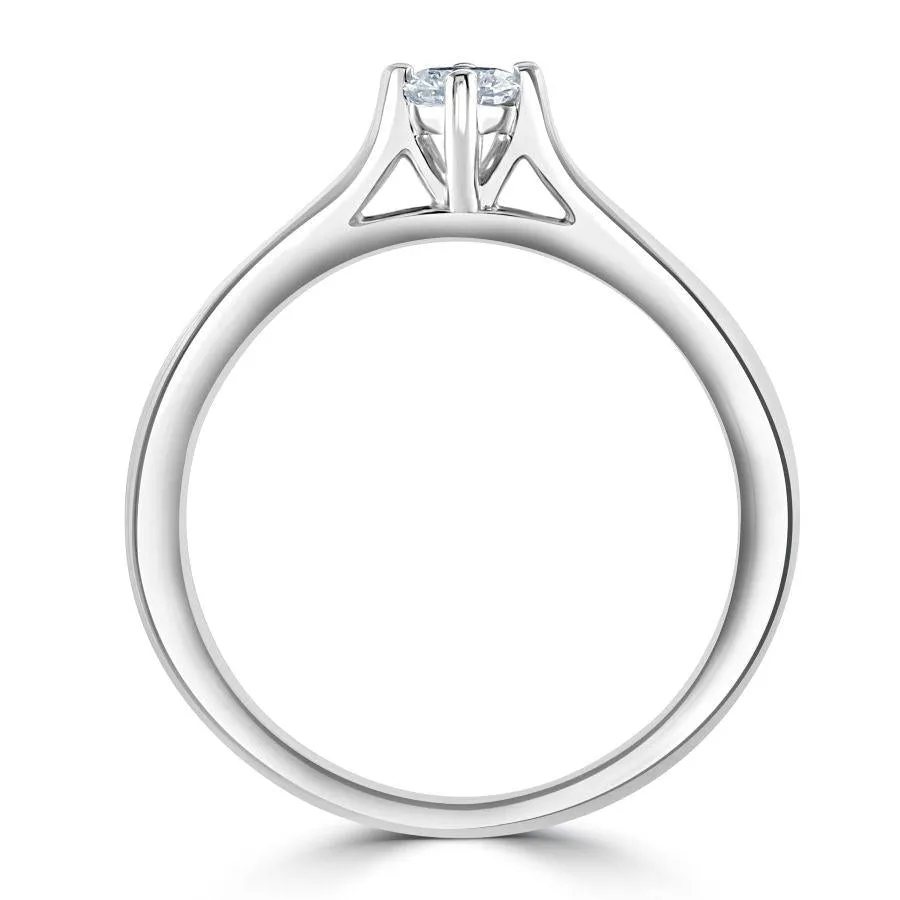 0.15ct Round Brilliant Cut Diamond Solitaire 18ct White Gold Ring