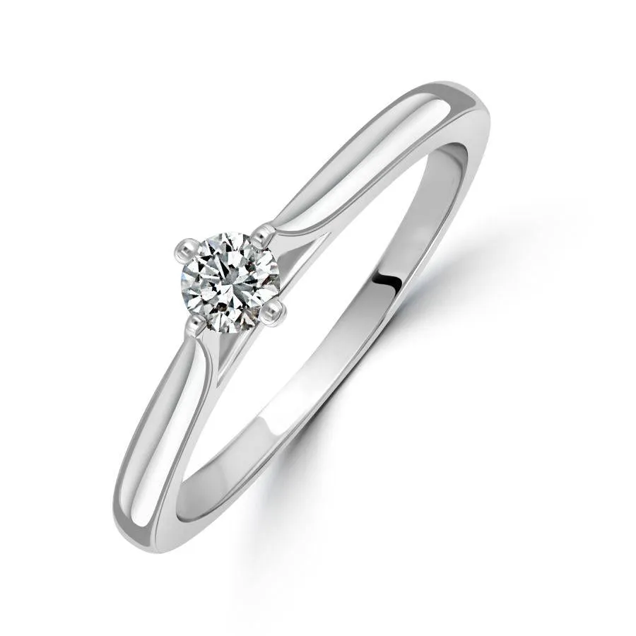 0.15ct Round Brilliant Cut Diamond Solitaire 18ct White Gold Ring