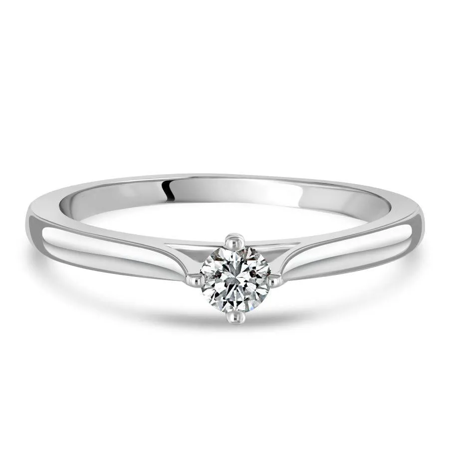 0.15ct Round Brilliant Cut Diamond Solitaire 18ct White Gold Ring