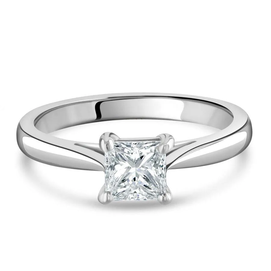 0.71ct Princess Cut Diamond Solitaire Platinum Ring