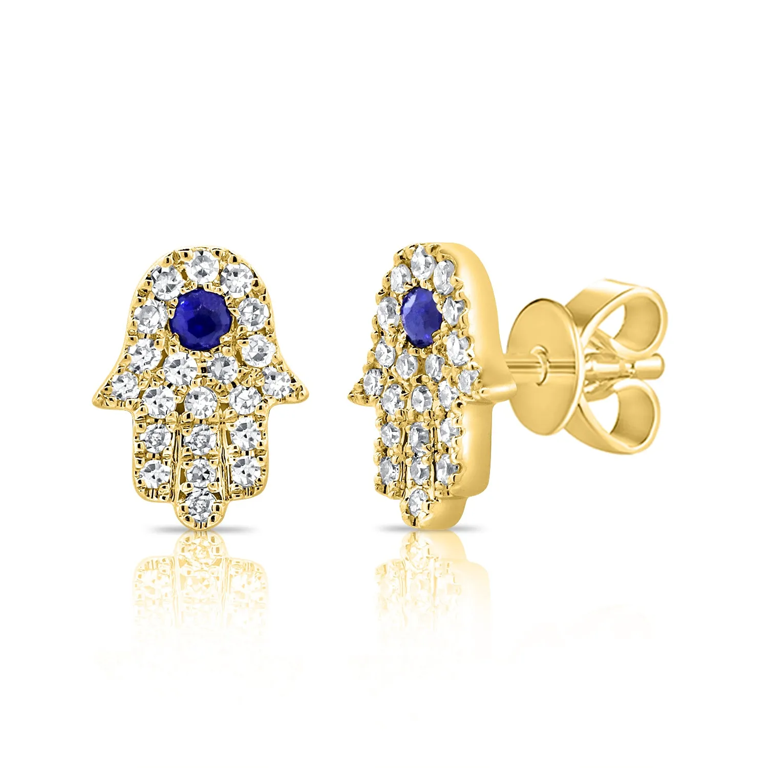 14k Gold & Diamond Evil Eye Earrings - 0.11ct