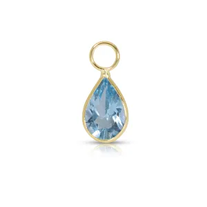 14K Gold Blue Topaz Drop Earring Charm