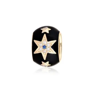 14K GOLD ENAMEL AND DIAMOND THREE STAR WITH SAPPHIRE RONDELLE