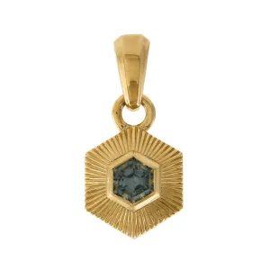 14k Hexagon Sapphire Pendant