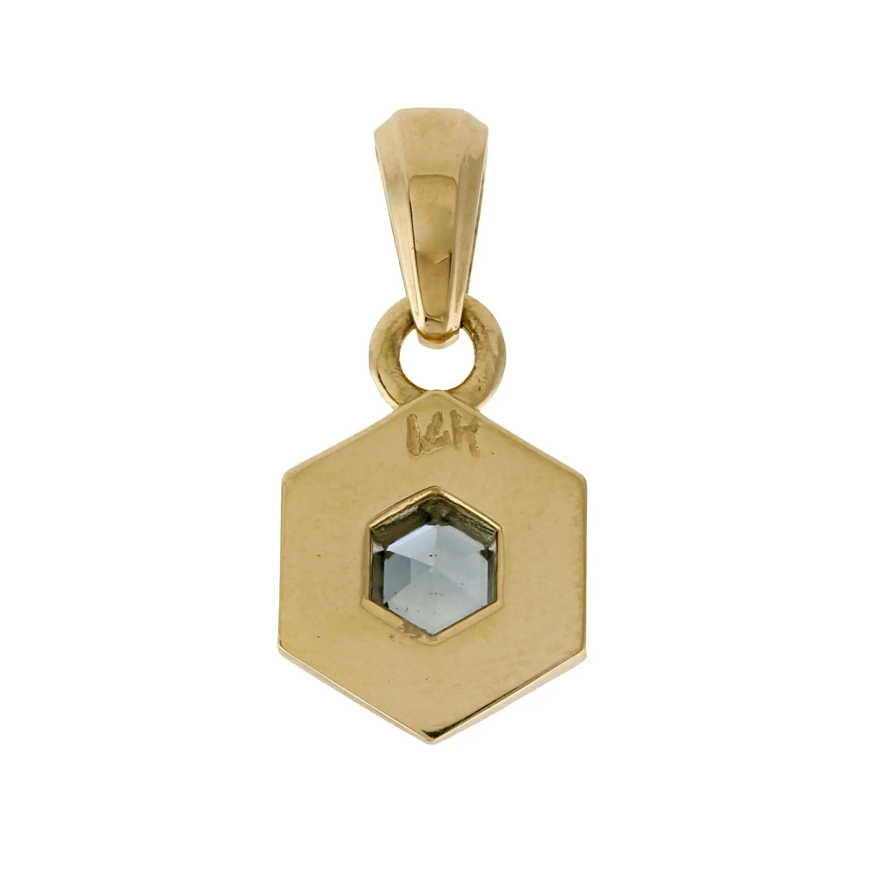 14k Hexagon Sapphire Pendant