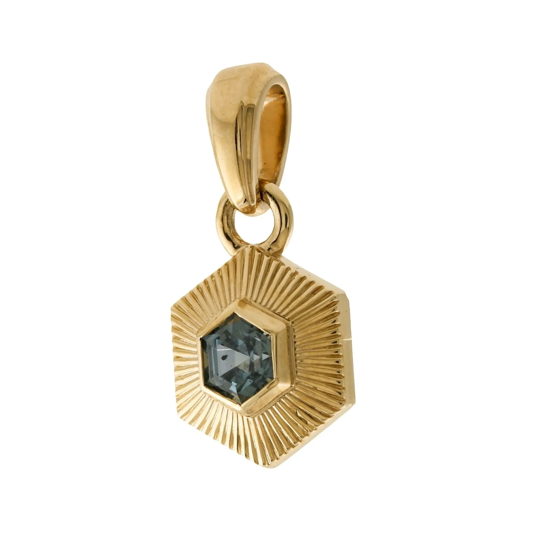 14k Hexagon Sapphire Pendant