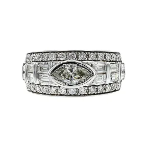 14K White Gold Marquise Diamond Band Ring