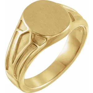 14K Yellow Gold 13x10.5 mm Geometric Signet Ring