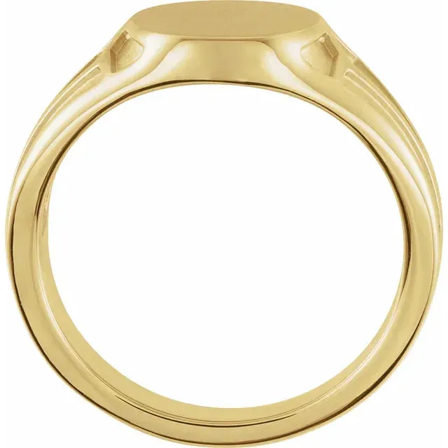 14K Yellow Gold 13x10.5 mm Geometric Signet Ring