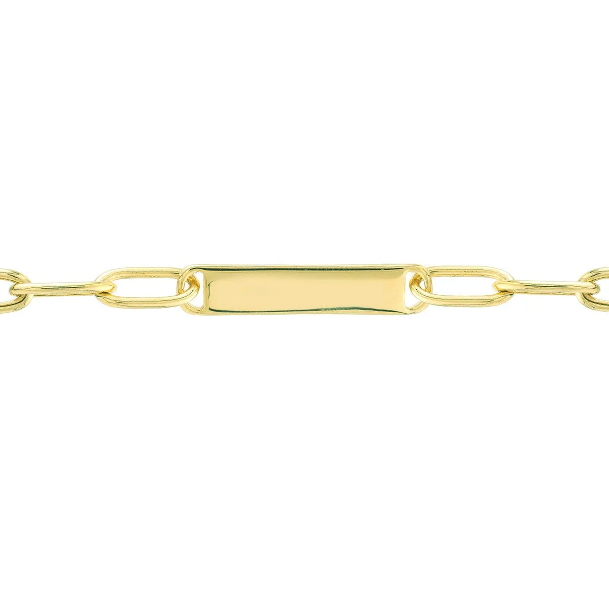 14K Yellow Gold ID Bar Paper Clip Chain Bracelet