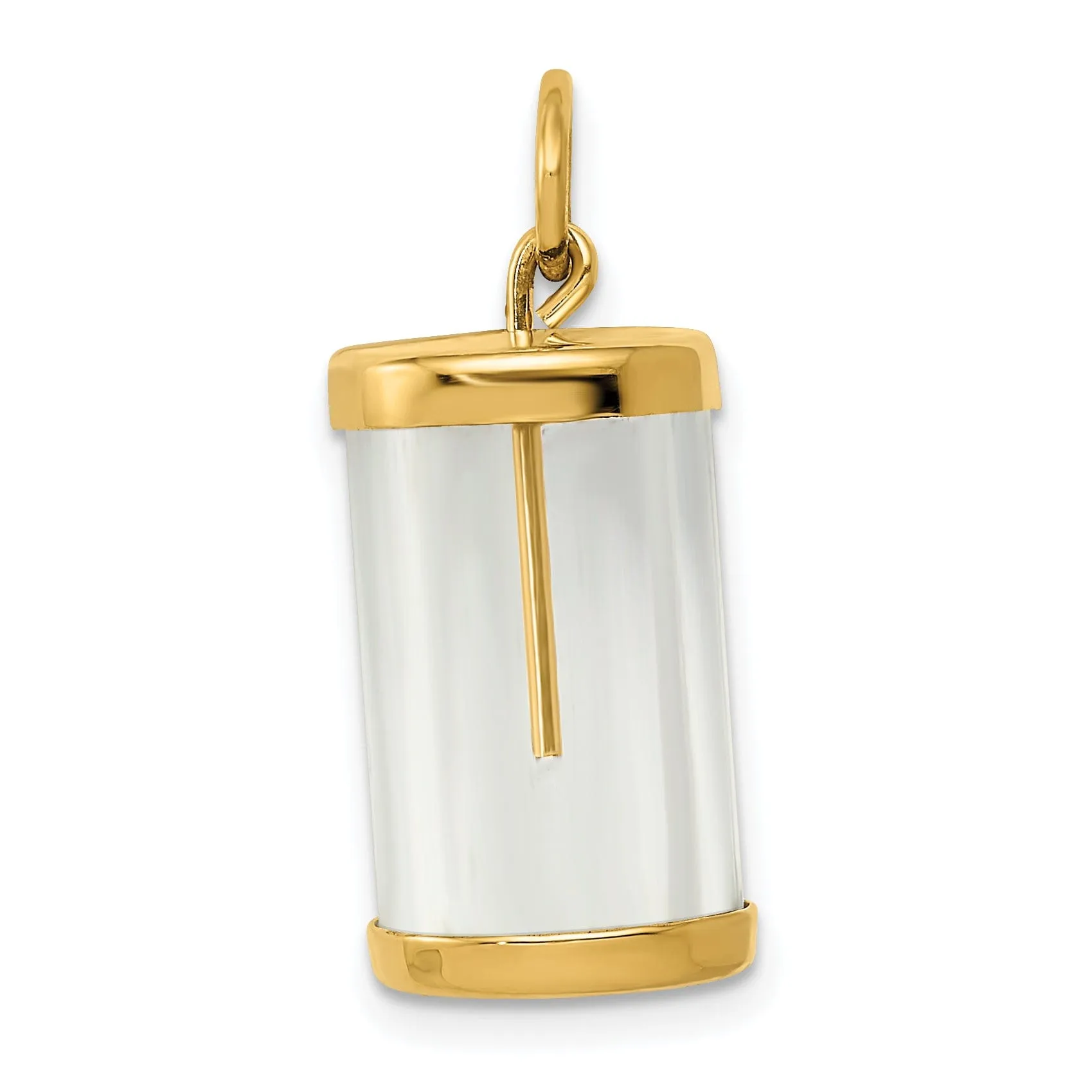 14k Yellow Gold Polished Finish Fillable Capsule Charm Pendant