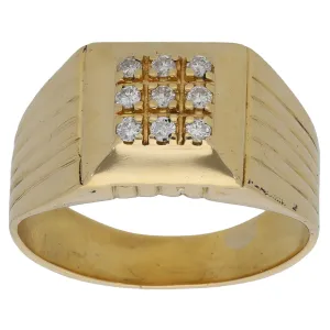 18ct Gold 0.12ct Diamond Signet Ring Size W