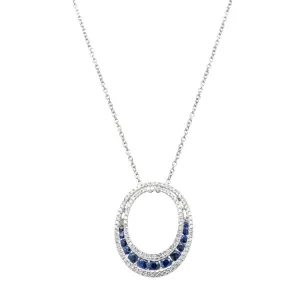 18ct White Gold .60ct Sapphire & Diamond Pendant