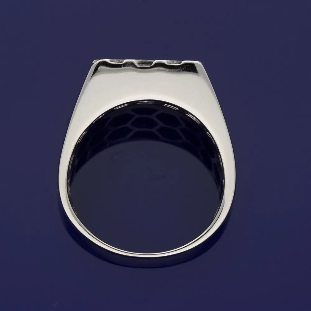 18ct White Gold Diamond Square Signet Ring