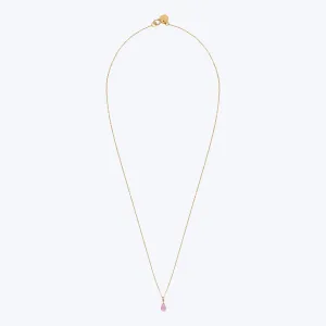 18K Gold Pink Sapphire Drop Necklace