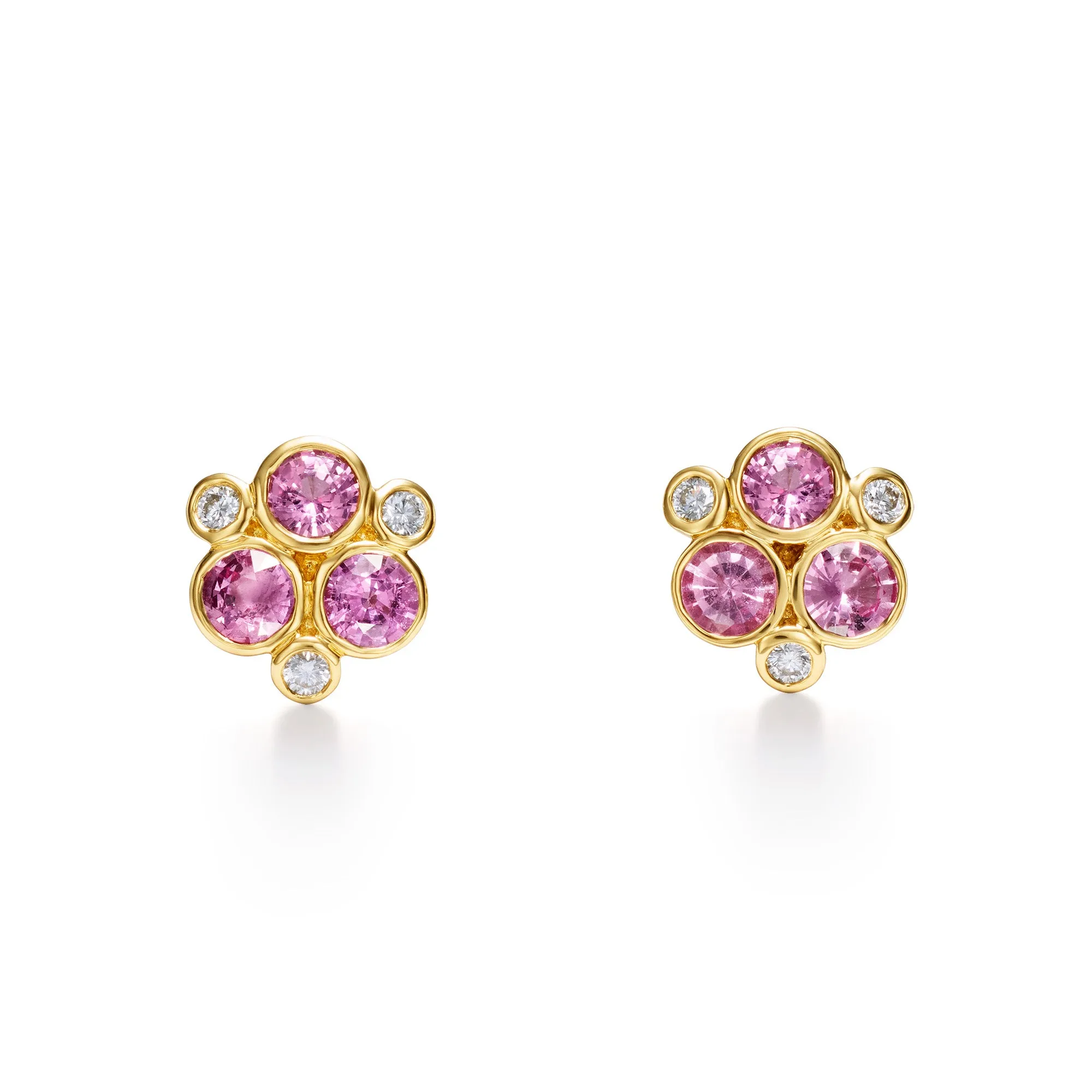 18K Pink Sapphire Trio Earrings