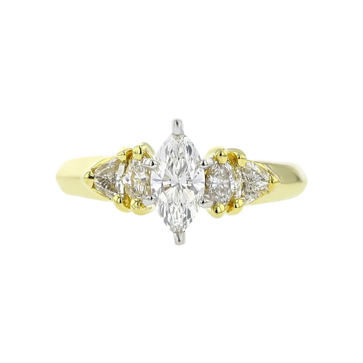 18K Yellow Gold Marquise Diamond Engagement Ring