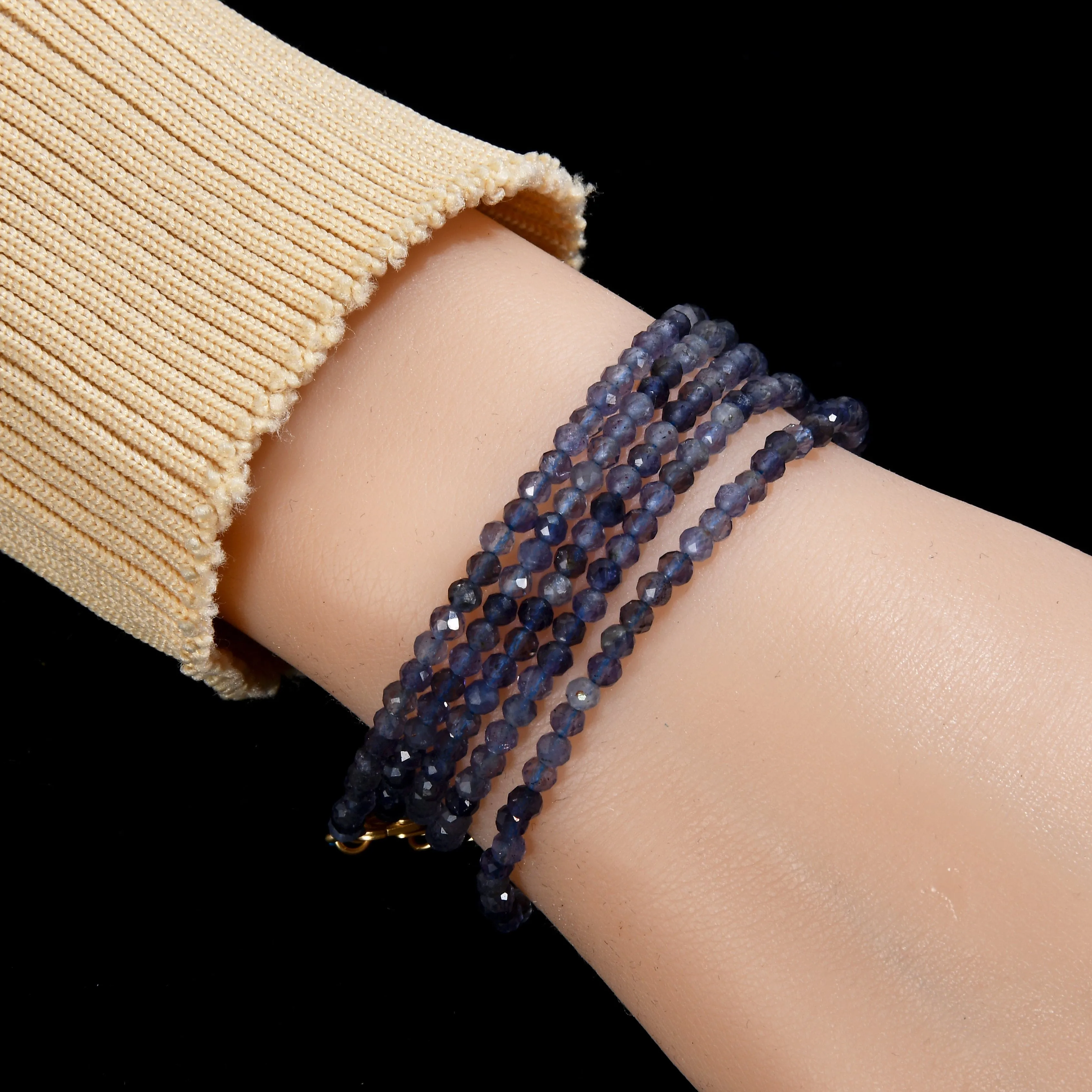 3mm Iolite Faceted 31" Necklace / Multi Wrap Bracelet