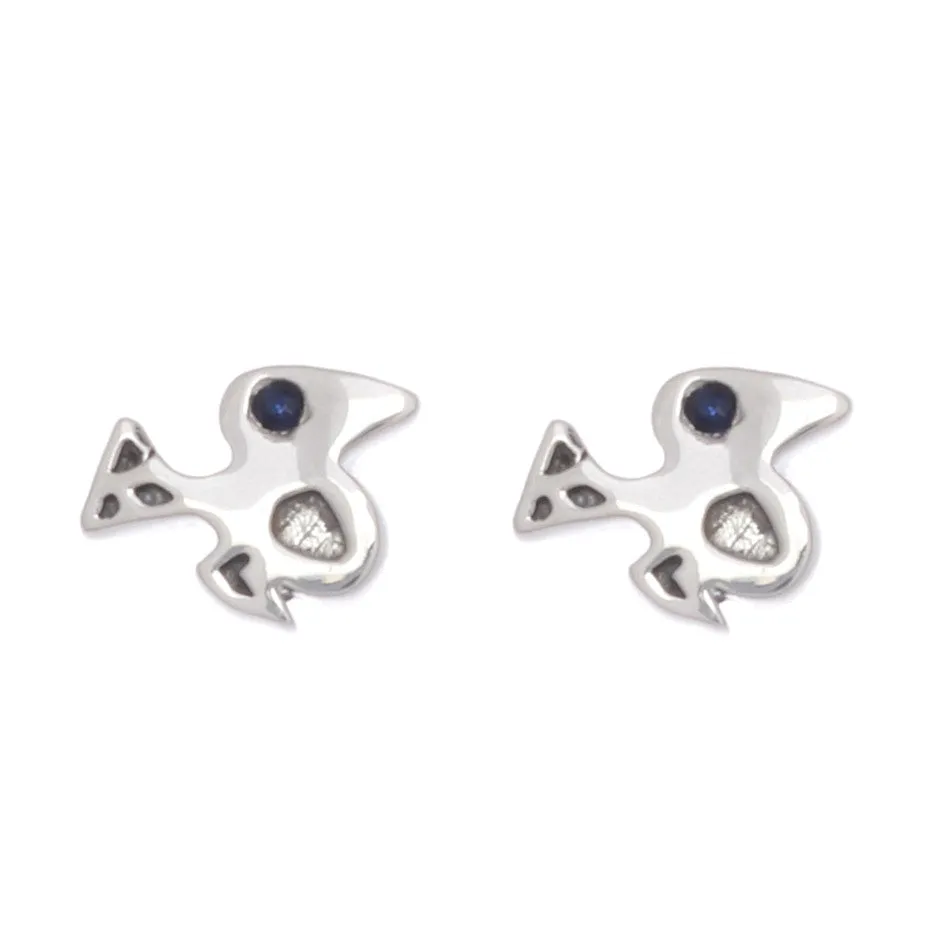 65% DISCOUNT Exotic Sterling Silver Bird of Paradise Studs with Amethyst  or  Blue  Sapphire