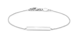 9K White Gold Solid Horizontal Bar Bracelet 18 1cm