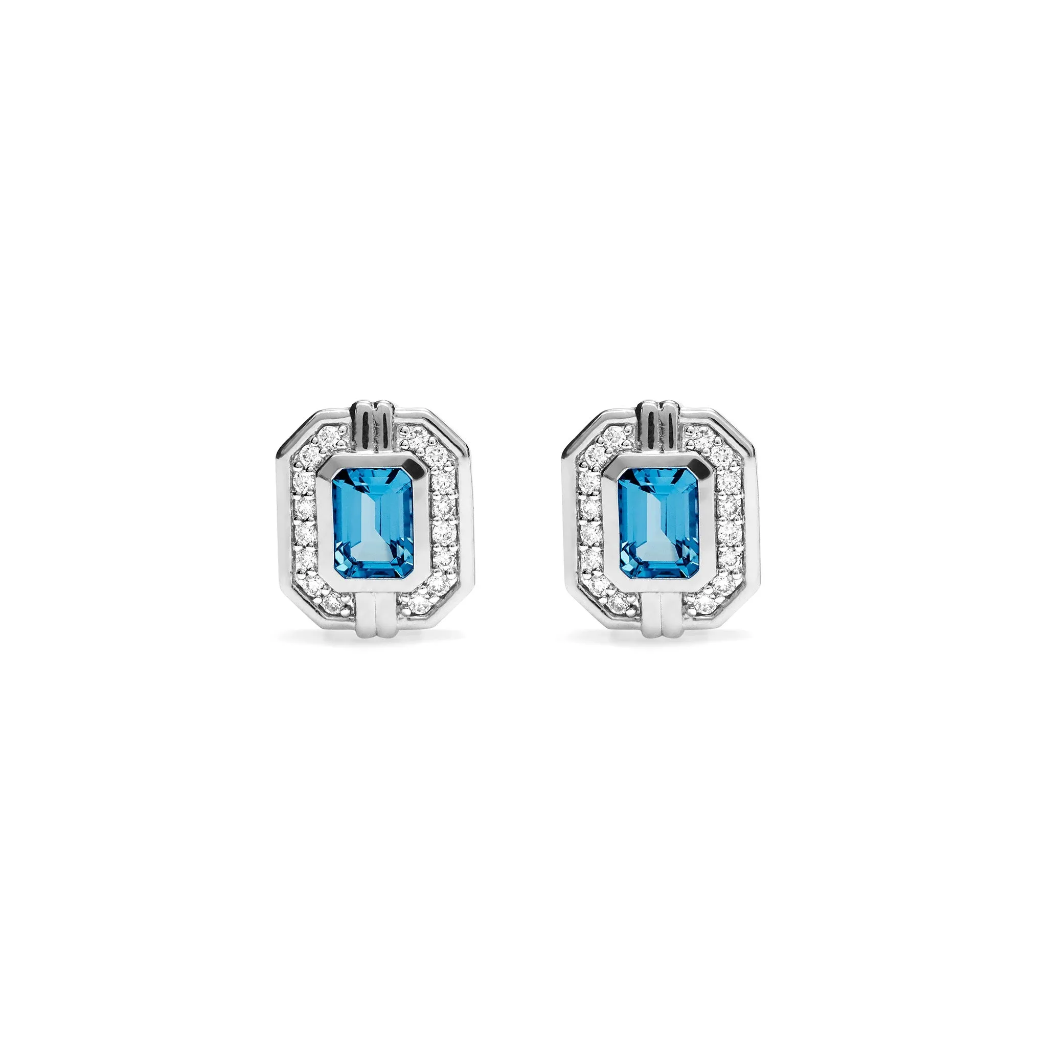 Adrienne Stud Earrings with Swiss Blue Topaz and Diamonds