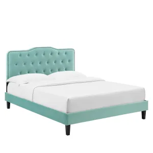 Amber Performance Velvet Queen Platform Bed By Modway - MOD-6777 - Mint