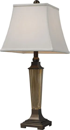 Amber Smoked Glass Table Lamp With Bronze Accents