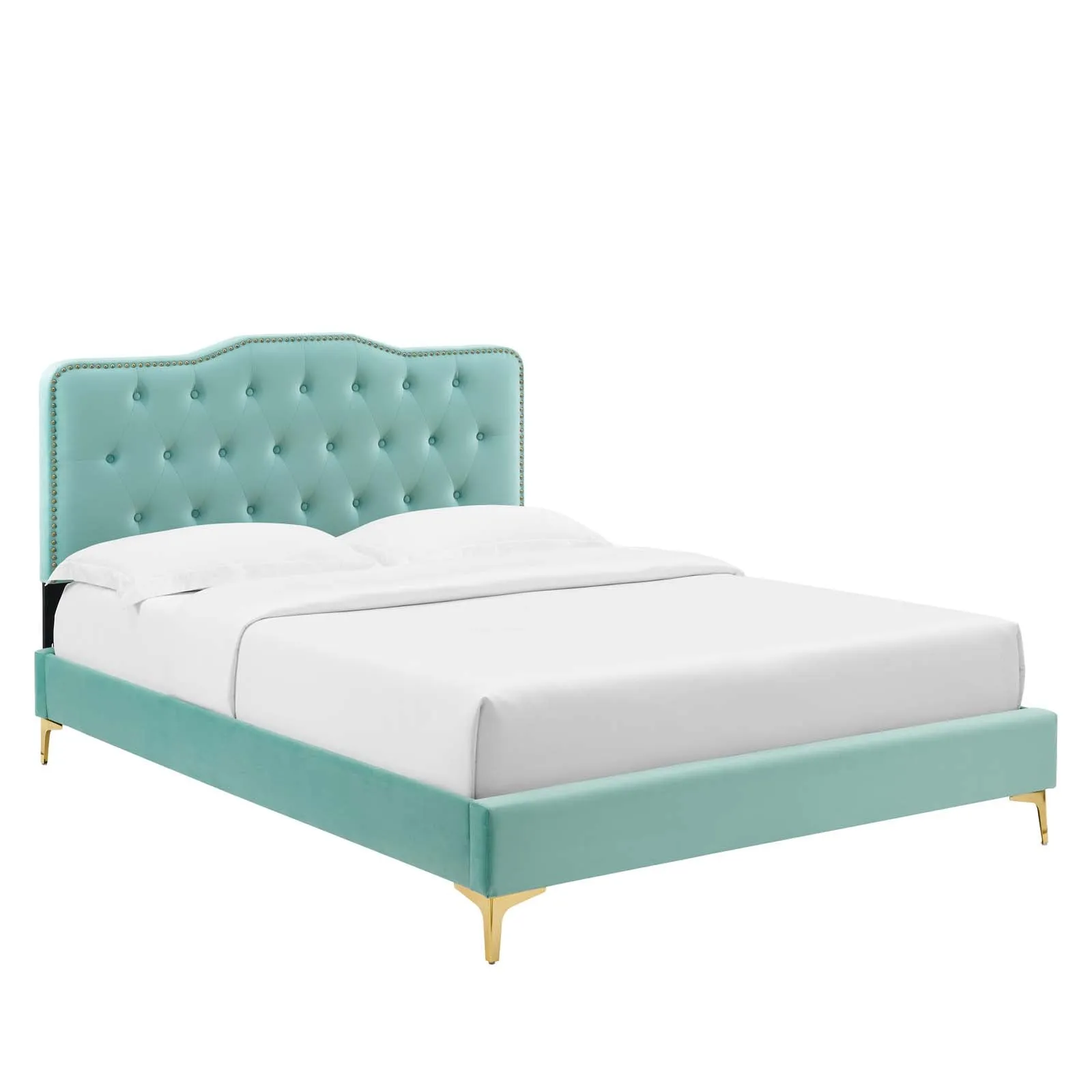 Amber Tufted Performance Velvet Twin Platform Bed By Modway - MOD-6778 - Mint