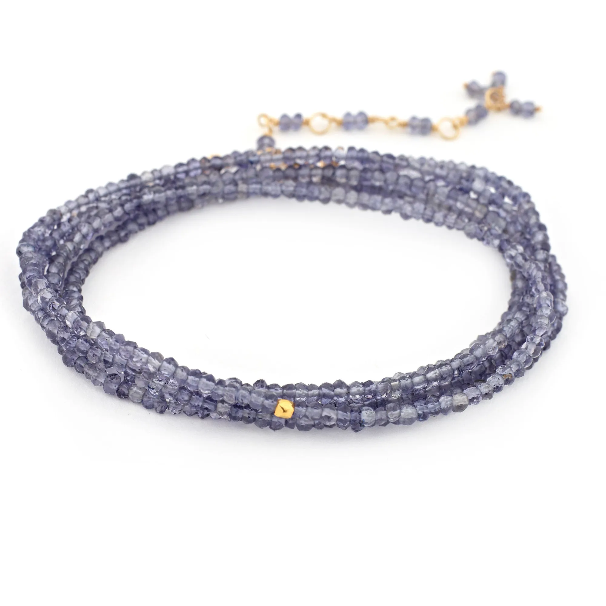 Anne Sportun Iolite Violet Beaded Wrap Bracelet & Necklace 34" B098G-IOL