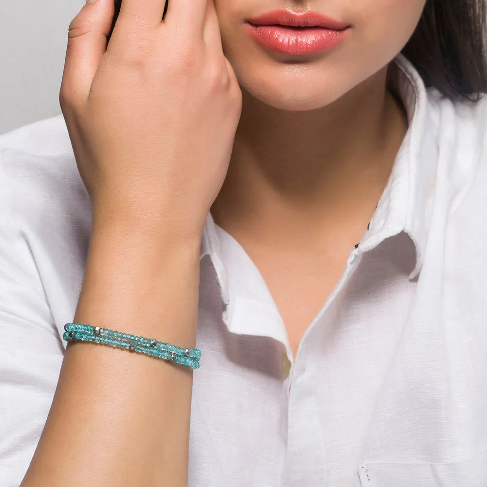 Apatite and Pyrite Double Bracelet, Sterling Silver