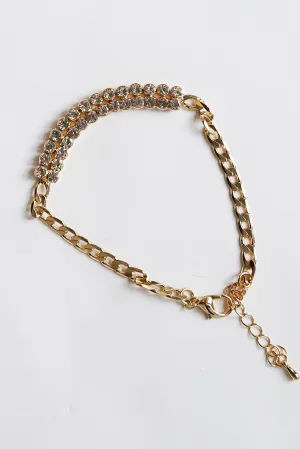 Aria Gold Rhinestone Chain Bracelet