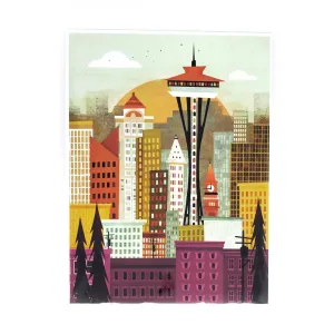 Art Print - Seattle Space Needle Skyline (2 sizes) by Amber Leaders Designs