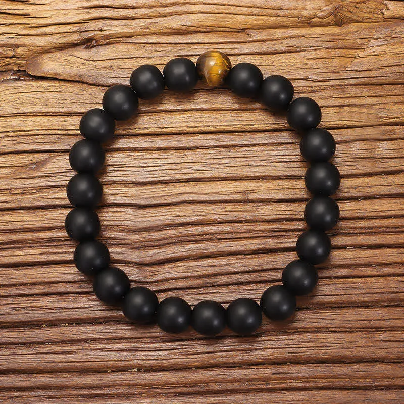 Buddha Stones 108 Mala Beads Frosted Stone Tiger Eye Balance Bracelet Necklace Pendant