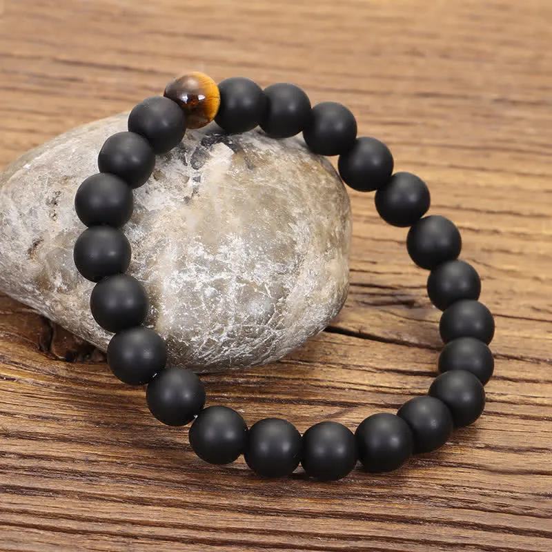 Buddha Stones 108 Mala Beads Frosted Stone Tiger Eye Balance Bracelet Necklace Pendant