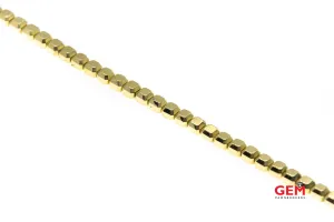 Carelle Designer 4.2mm Cube link Solid 18K 750 Yellow Gold 6.9" Bracelet