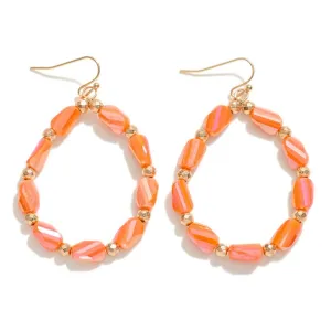 Coral Faceted Beads Loop Drop Earrings