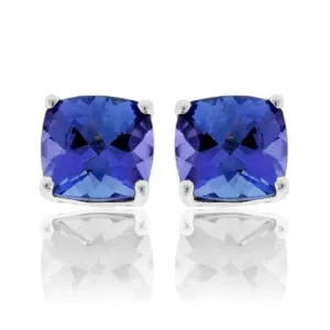 Cushion Cut Tanzanite Stud Earrings