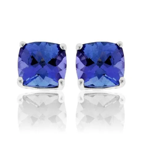 Cushion Cut Tanzanite Stud Earrings