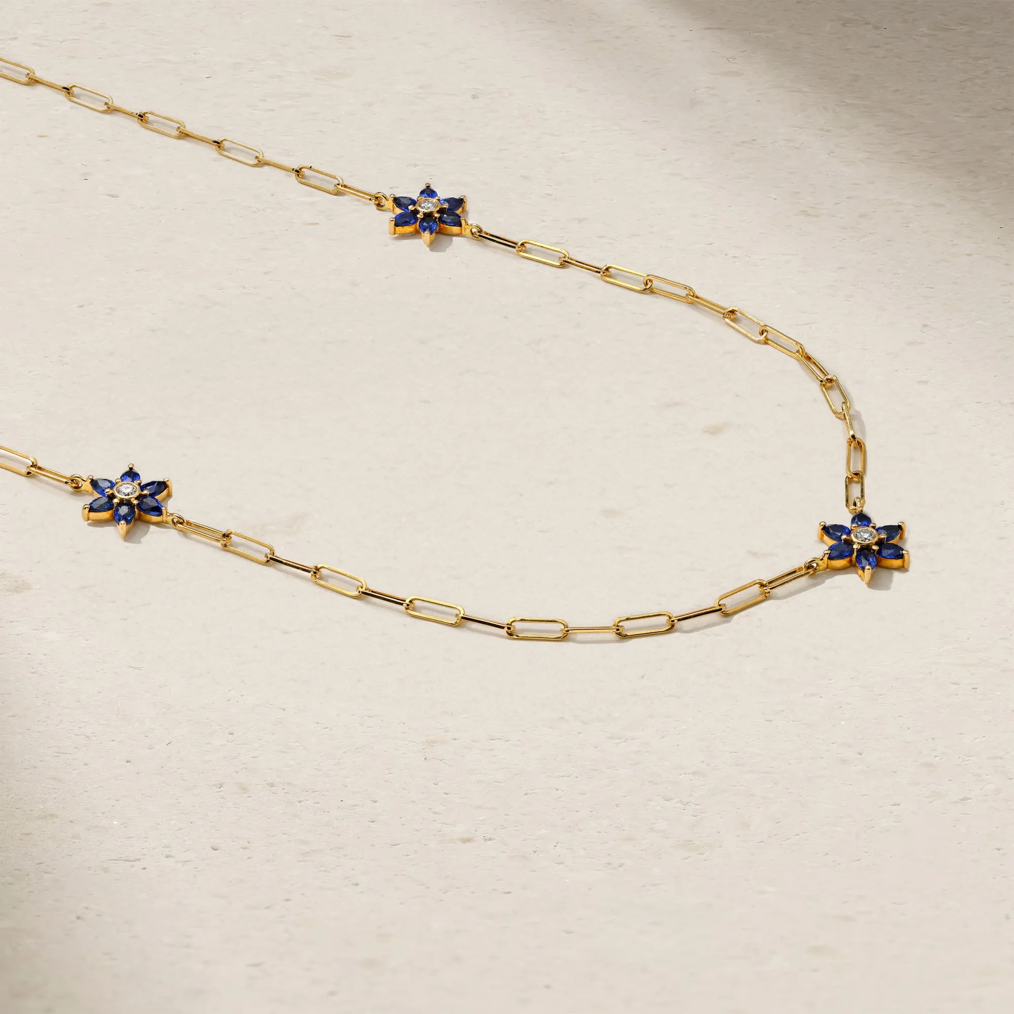 Daffodil Garden Sapphire and Diamond Station Necklace