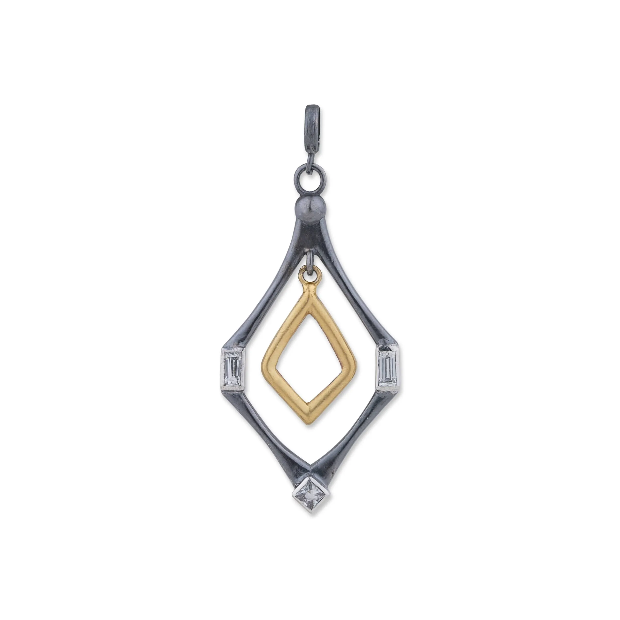 Deco Pendant with White Sapphires