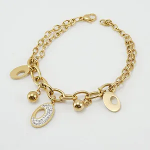 Delicate Gold Heart Charm Bracelet with Cubic Zirconia