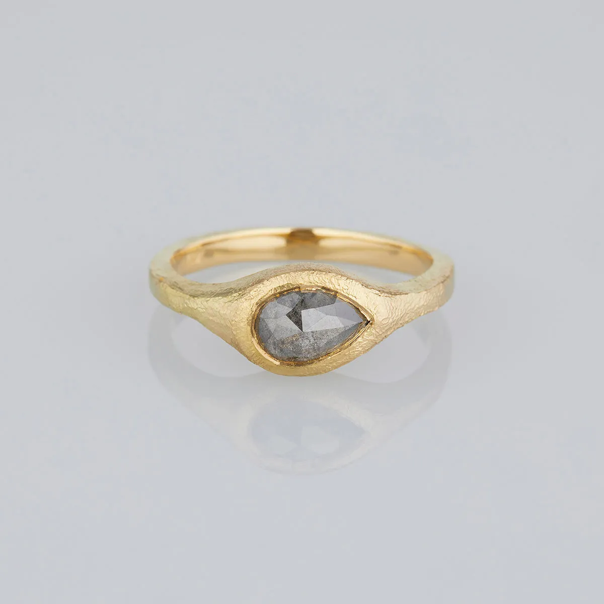 DR141-OOAK | 1.40 Carat One-of-a-Kind Rose Cut Grey Diamond Signet Ring