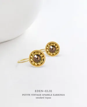 EDEN   ELIE Petite Vintage Sparkle drop earrings - Smoked Topaz