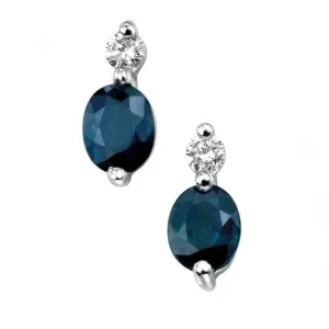 Elements 9ct White Gold Diamond Sapphire Earrings GE753LZ475