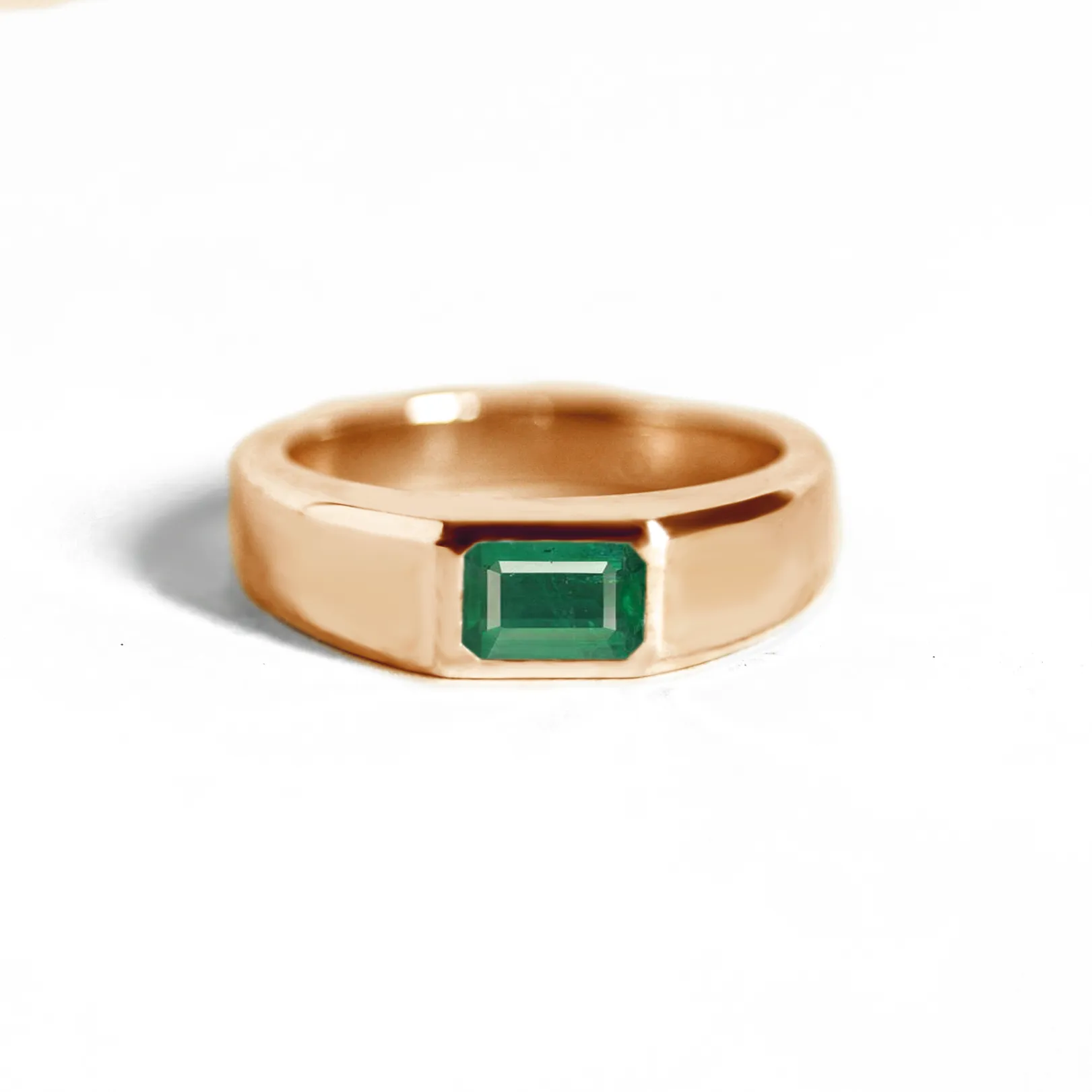 Emerald-Cut Emerald Signet Ring