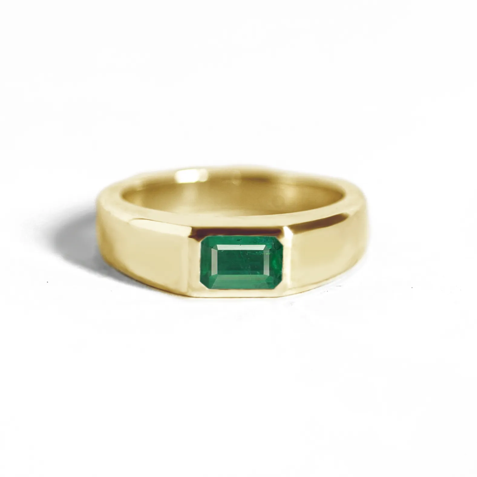 Emerald-Cut Emerald Signet Ring