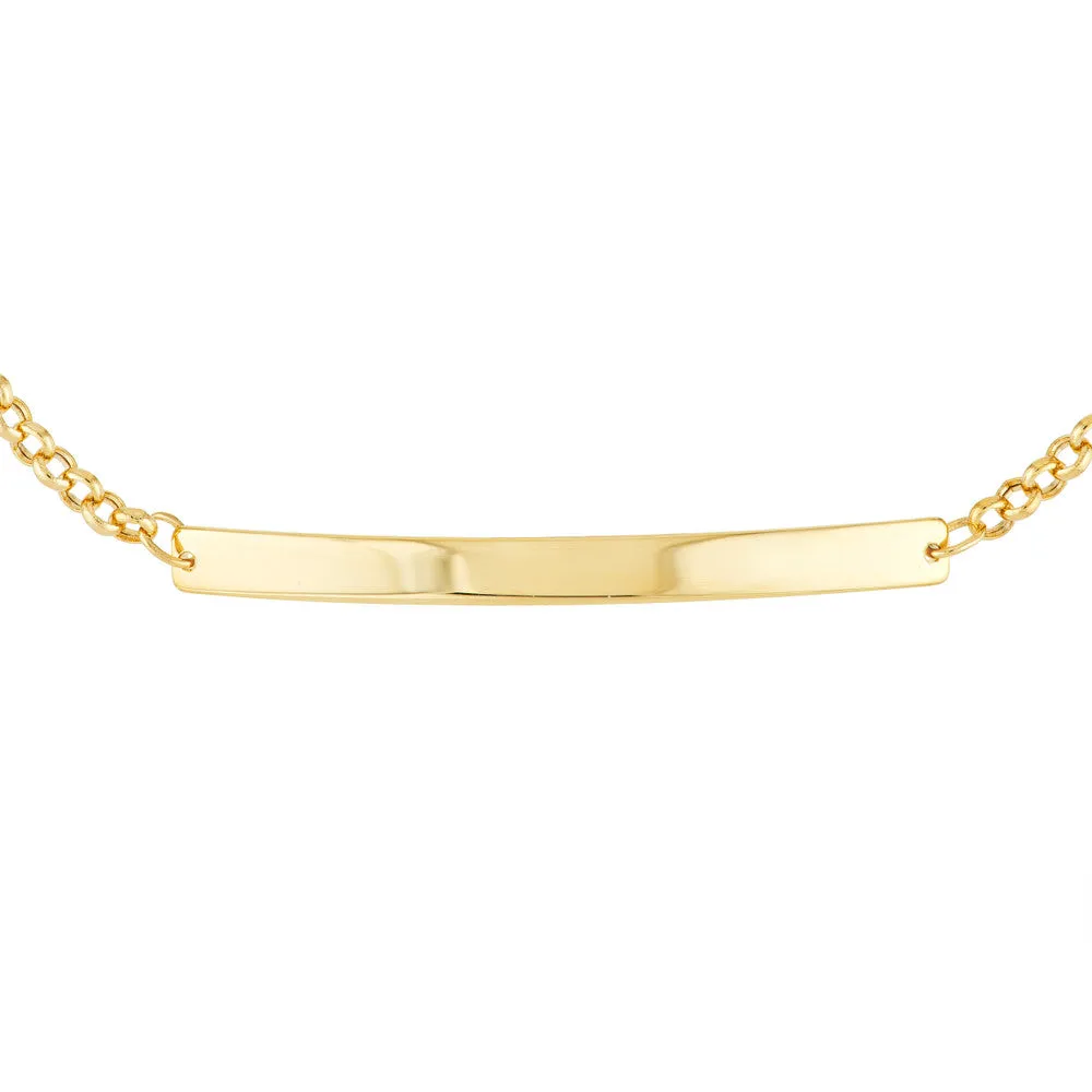 Engravable ID Bar Rolo Chain Bracelet