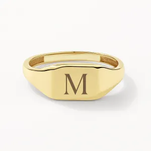 Engravable Rectangle Signet Pinky Ring in 10k Gold