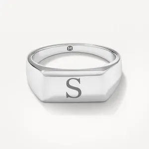 Engravable Rectangle Signet Pinky Ring in Silver