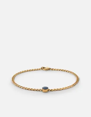 Eye of Time Type Chain Bracelet, Gold Vermeil/Blue